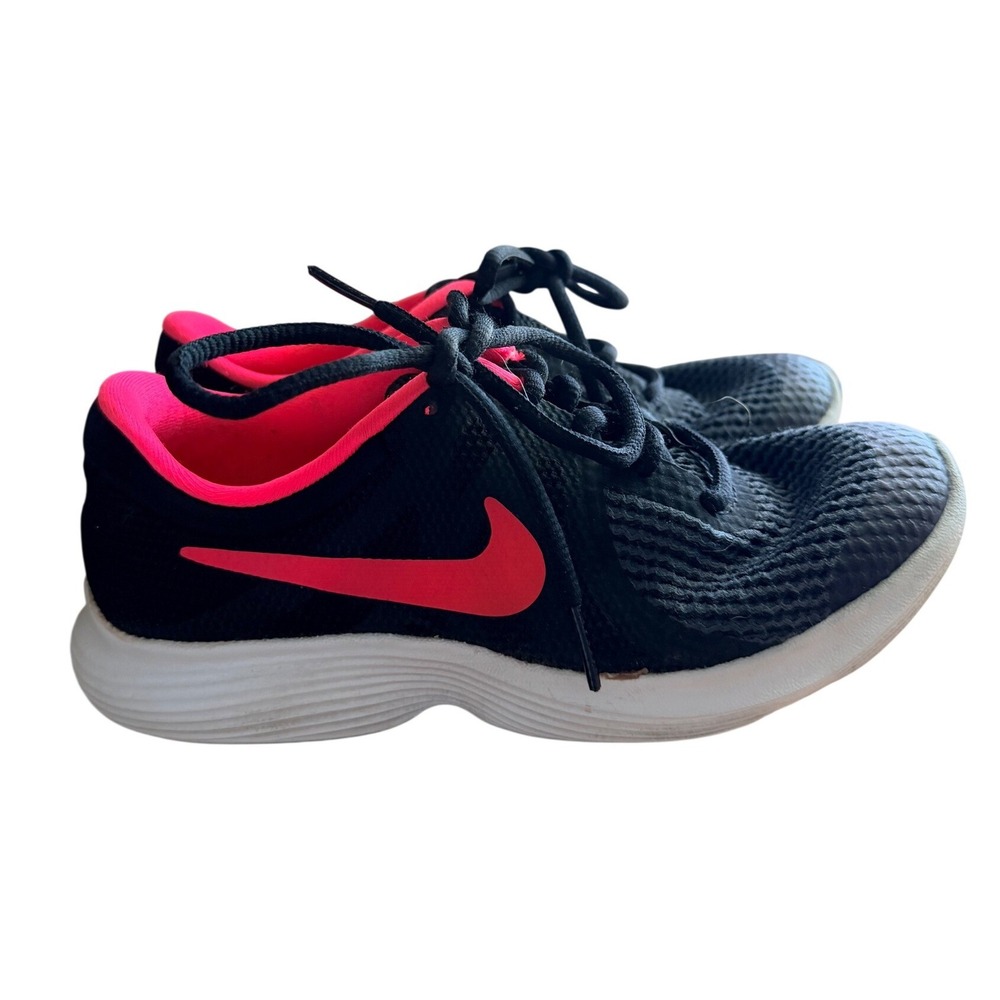 Nike Running Shoes Kids 3.5Y Revolution 4 Black Pink 943306-004 EUC